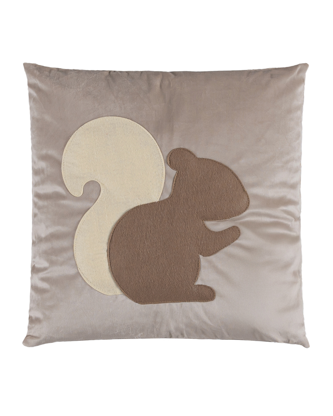 Cuscino decorativo con imbottitura, 45x45 cm - Parco Animali - in velluto, scoiattolo, marrone