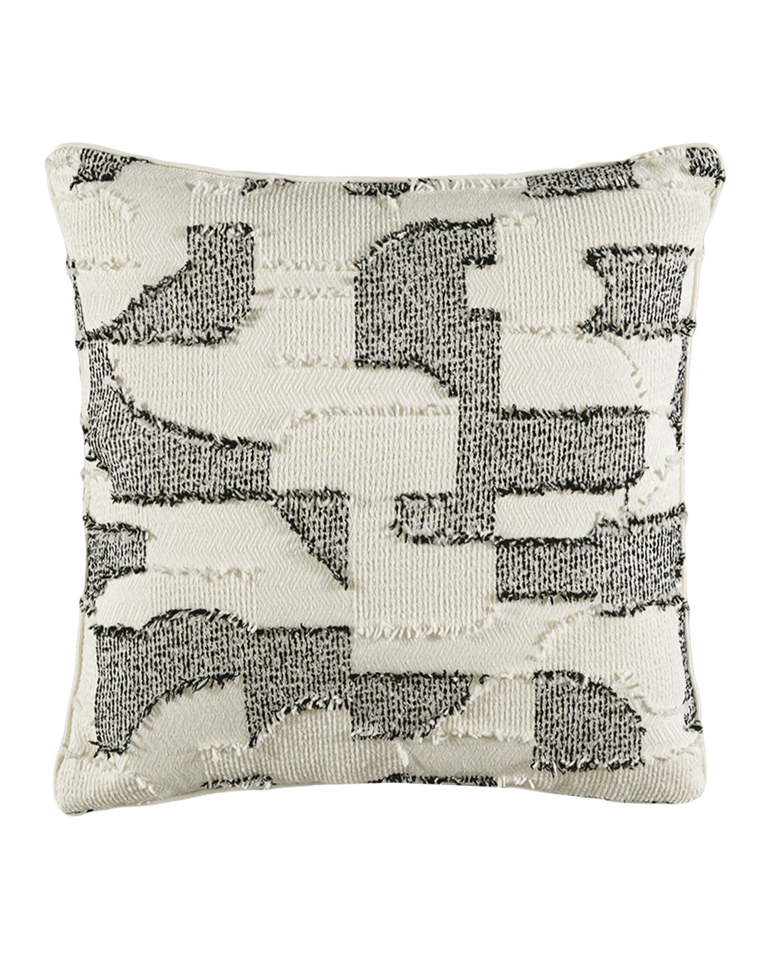 Cuscino decorativo con imbottitura, 45x45 cm - Calmo Grigio - jacquard, crema, grigio