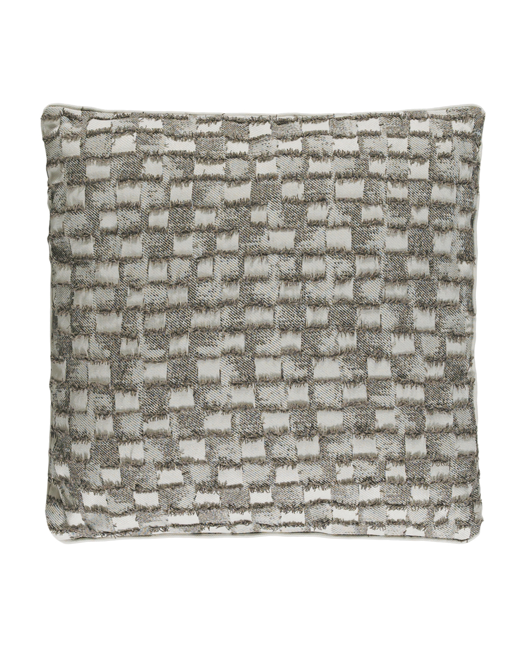 Cuscino decorativo con imbottitura, 45x45 cm - Calmo Morbido - jacquard, color crema, grigio