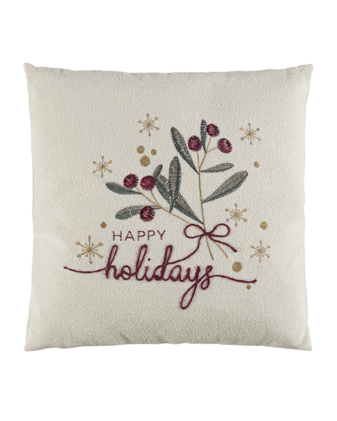 Cuscino decorativo con imbottitura, 45x45 cm - Canto Allegra - ricamato, natalizio, vischio, scritte