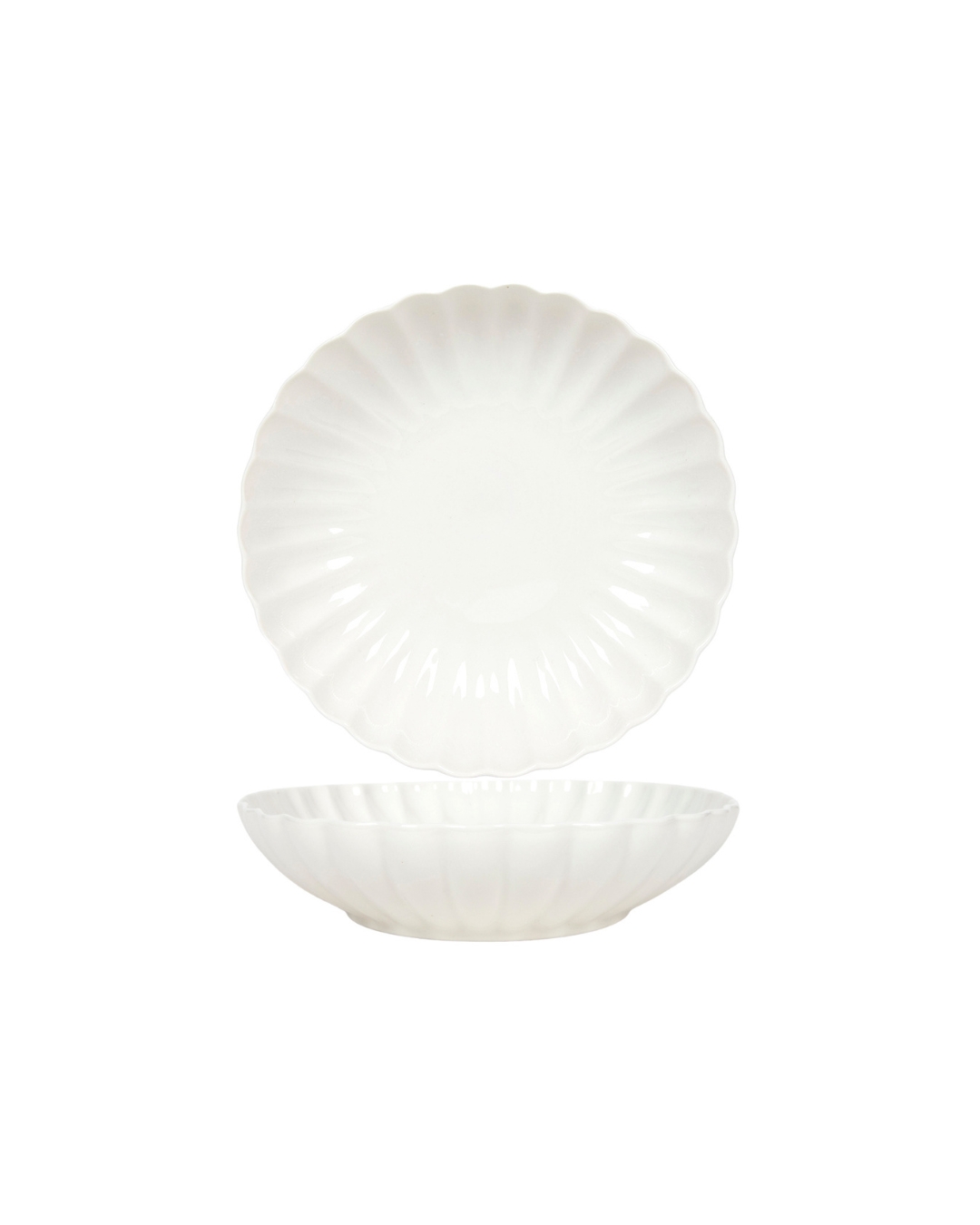 Piatti fondi da insalata, 20 cm, set da 6 pezzi – Brillo Petalo – ceramica, bianco, finitura smaltata con motivo floreale