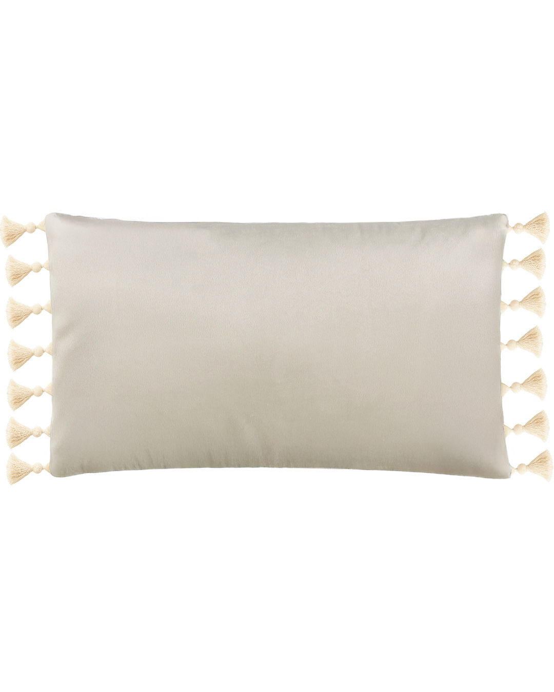 Cuscino decorativo con imbottitura, 30x50 cm - Puro Alare - con frange, color crema