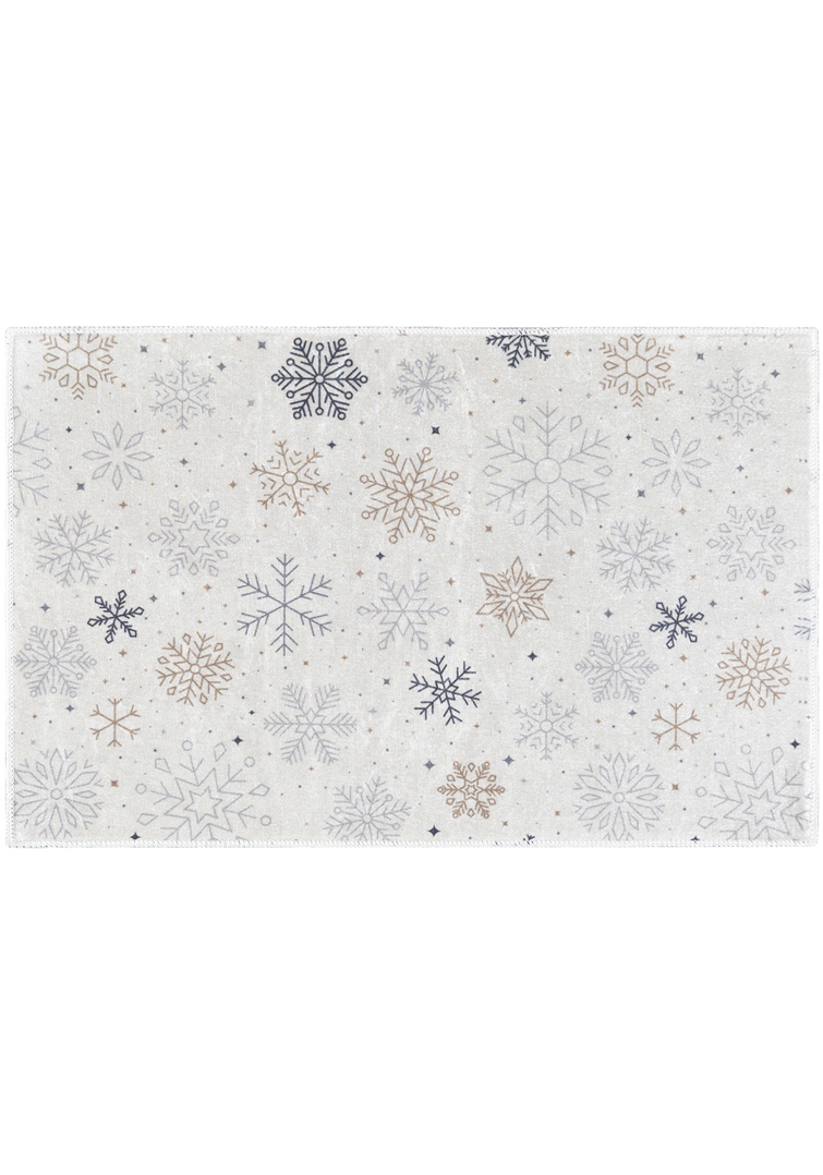 Tappeto di Natale, tappeto fiocco di neve - zerbino di Natale XMAS SNOWFLAKE, bianco, ecru
