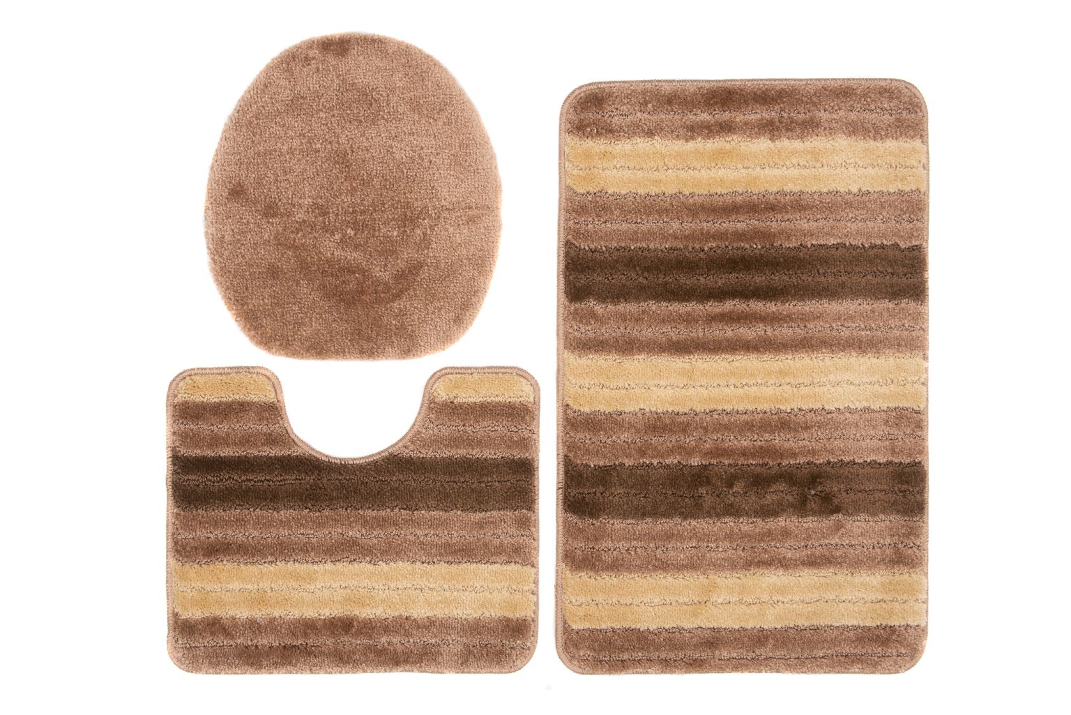 Tappetino da bagno set 3 pezzi MONO PASKI BEIGE - antiscivolo, strisce, beige